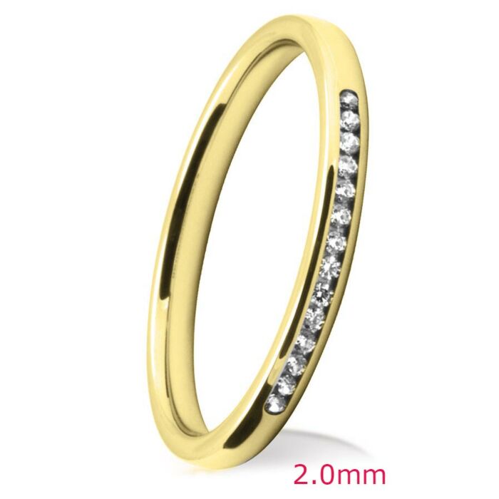 2.0mm Court Wedding Ring - Brilliant Cut Diamonds Channel  | 758B00G 758B01G 758B02G